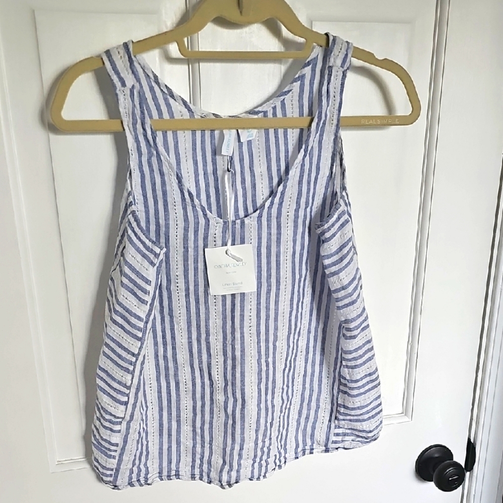 Cynthia Rowley Striped Tank Top in Blue and White